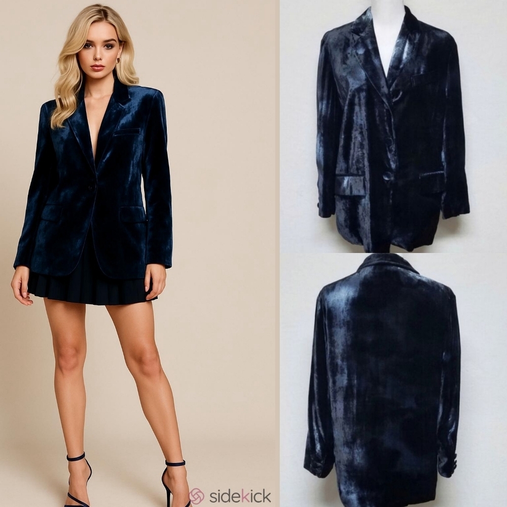 Moschino Couture Rare Vintage 1980s Italian Made Blue Velvet Smoking Jacket